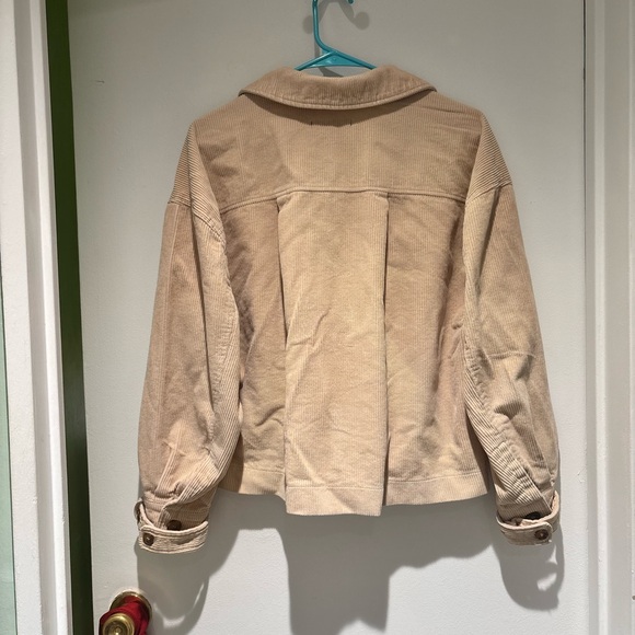 7 For All Mankind Beige Shacket Cropped Corduroy Jacket Womens Size S Coat - Picture 3 of 4